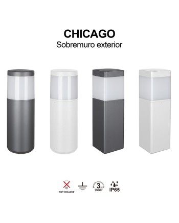 CHICAGO * SOBREMURO EXTERIOR GRIS OSCURO RED. 35CM IP65 E27